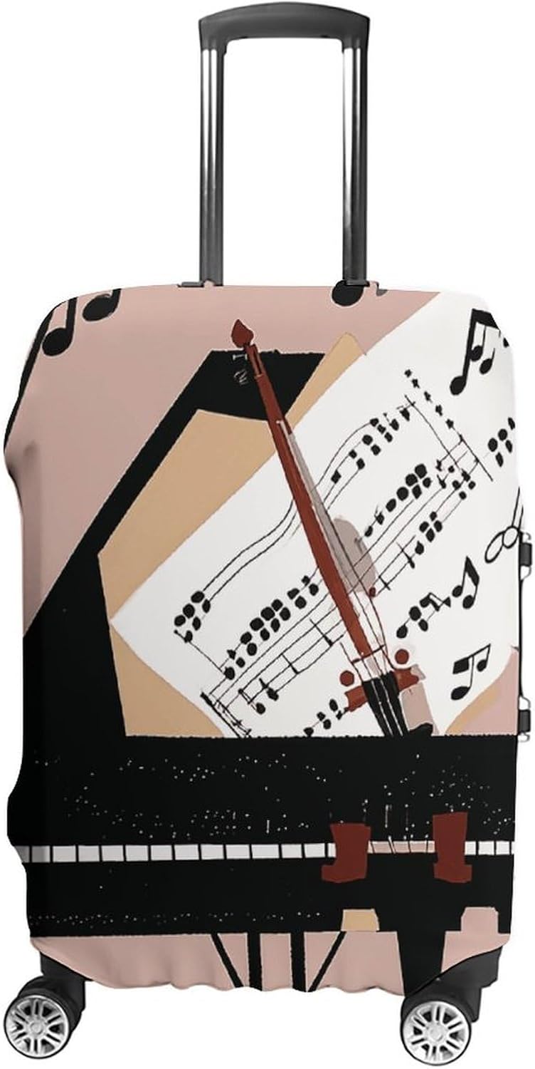 Piano Violin Music Notes Luggage Cover Washable Elastic Suitcase Cover, Anti Scratch Personalized Suitcase Protectors, Fashion Baggage Covers For Travel