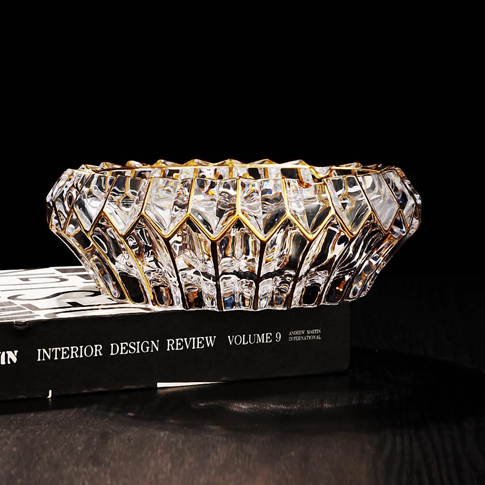 Bol décoratif en cristal doré peint à la main 14 cm