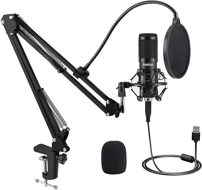 Ikedon 192KHz/24Bit USB Condenser Microphone, Plug & Play