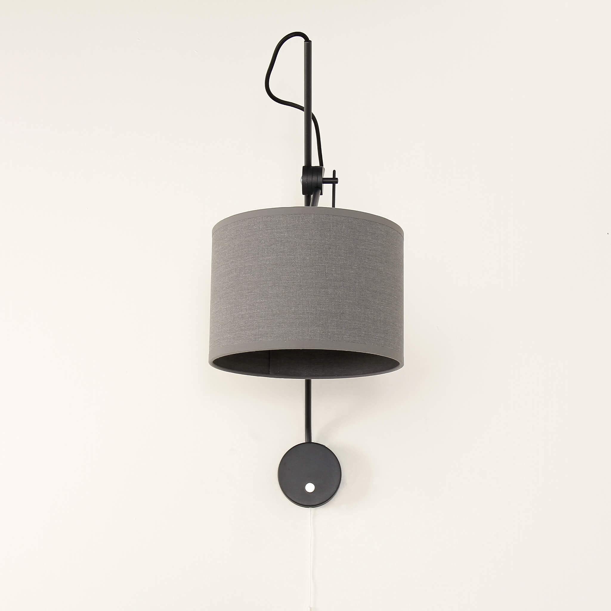 XXL Wandleuchte verstellbar mit Schalter aus Metall & Stoff in grau E14 H:65cm T:60cm Loft Vintage für Wohnzimmer Loftwohnung Schlafzimmer Wandlampe
