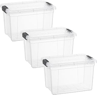 Superio Clear Storage Boxes with Lids, 8.75 Quart Plastic Container Bins for Organizing, Stackable Crates, BPA Free, Non Toxic, Odor Free, Organizers for Home, Office and Dorm, 3 Pack