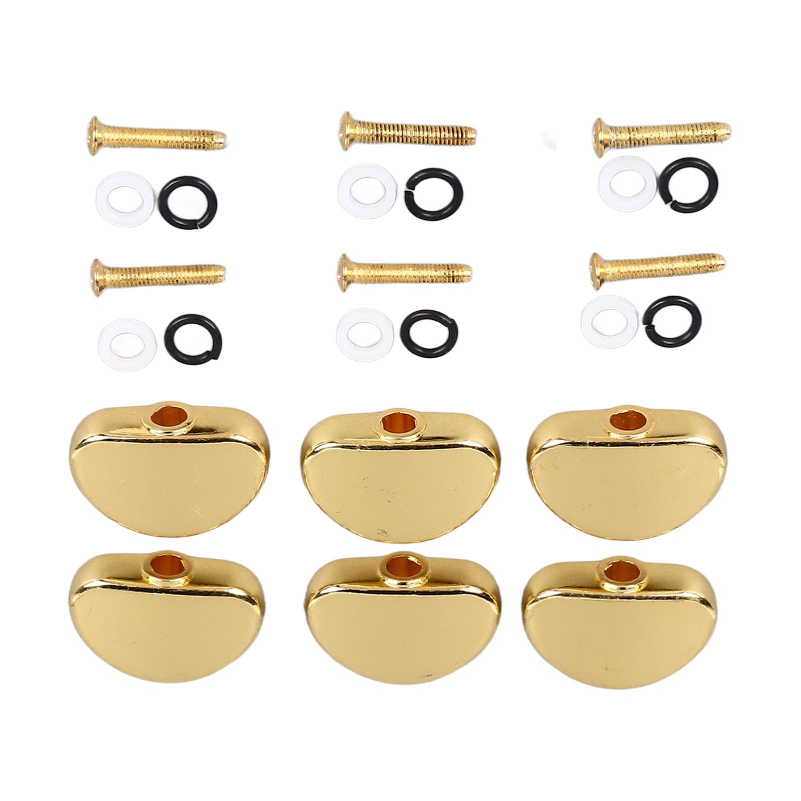 6Pcs Metal Guitar Tuning Peg Handle with Key Button for Folk Electric Guitar Replacement Black (Gold)