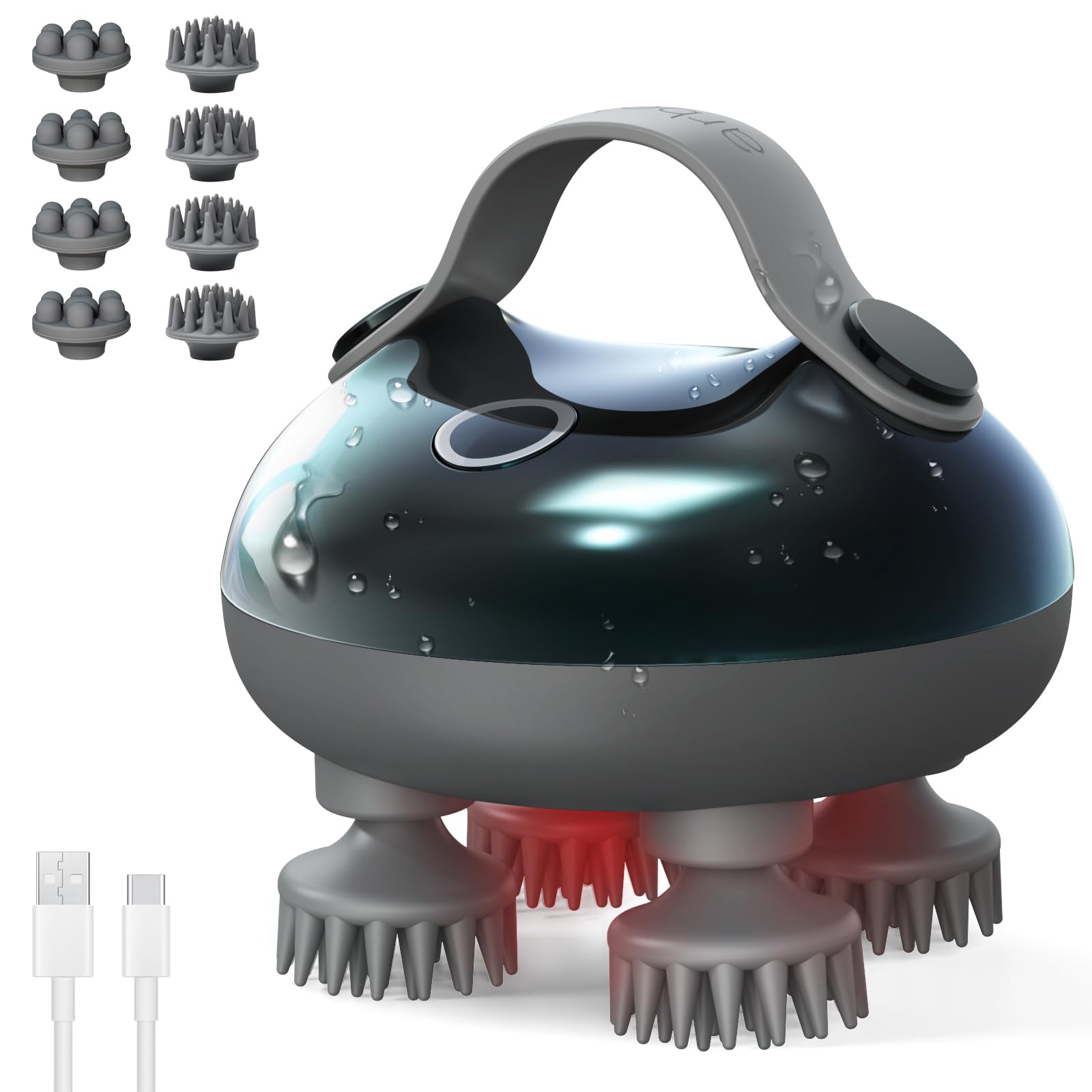 arboleaf Kopfmassage elektrisch, Kopfhaut-Massagegerät IPX7 wasserdicht mit 8 Massageköpfen und 3 Massagemodi, handliches Kopfmassagegerät für Entspannung, Tiefenreinigung
