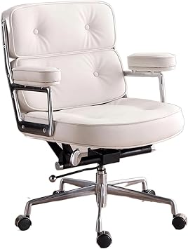 Task Chairs Office Chairs Height Adjustable Desk Chair with Armrest Ergonomic Office Chair Aluminum Alloy Feet Leather Computer Chair Ergonomic