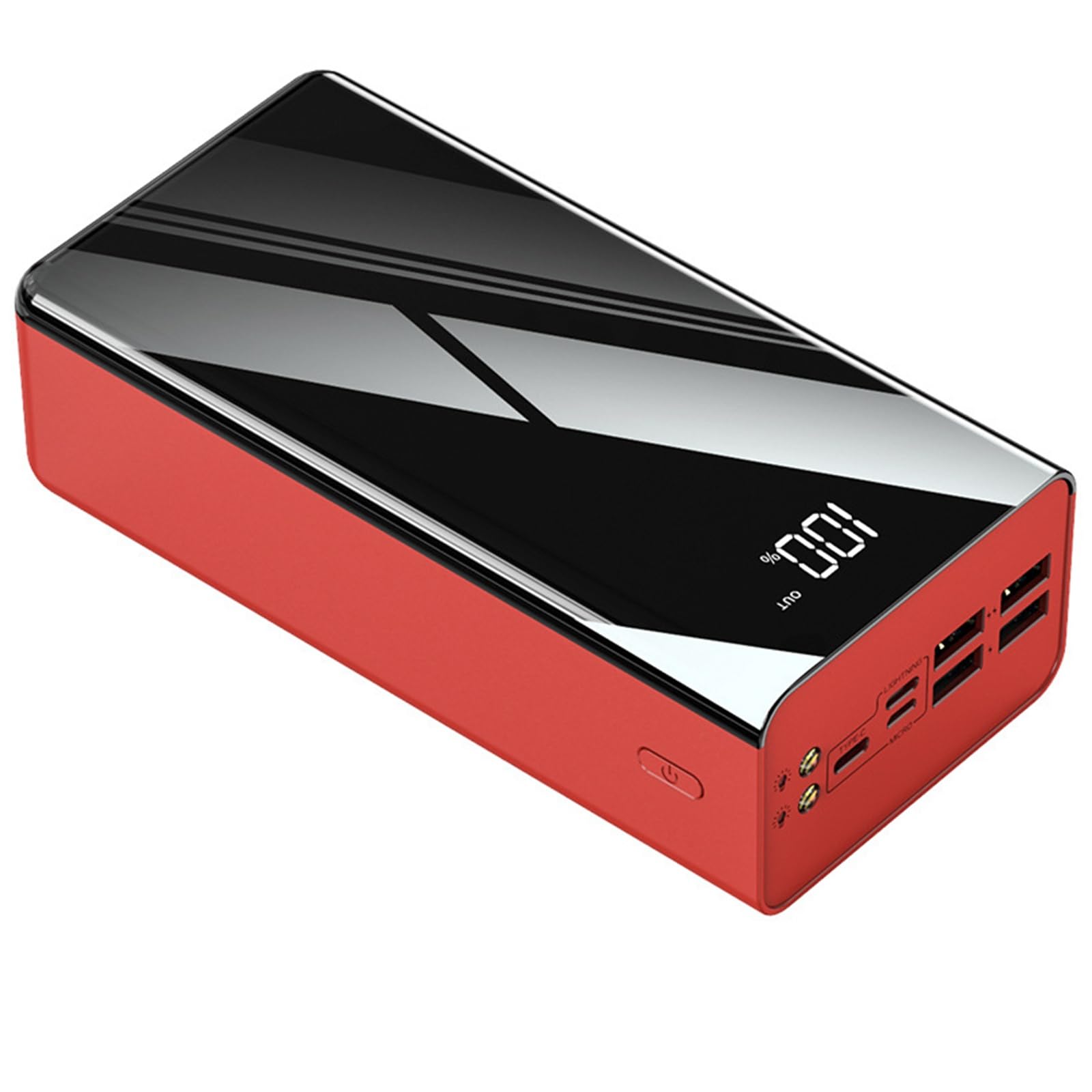 Przenośna ładowarka 40000-100000 mAh powerbank o dużej pojemności, obsługa szybkiego ładowania z wyświetlaczem, może ładować 4 urządzenia jednocześnie do smartfonów, tabletów, konsol do gier (czerwona