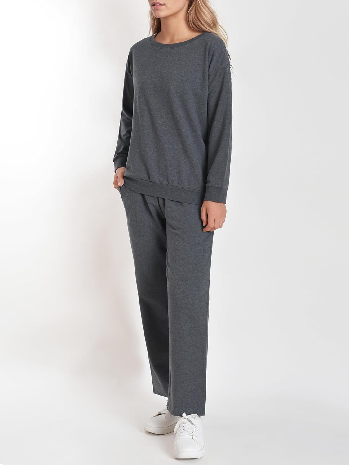 Women's Petite Lounge Set Petite Length 2 Piece Outfits Long Sleeve - Image 2