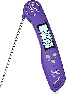 DOQAUS Digital Meat Thermometer, Instant Read Food Thermometer with Backlight LCD Screen, Foldable Long Probe & Auto On/Off, Meat Thermometer Probe for Kitchen, BBQ, Water, Milk, Cooking Food (Purple)