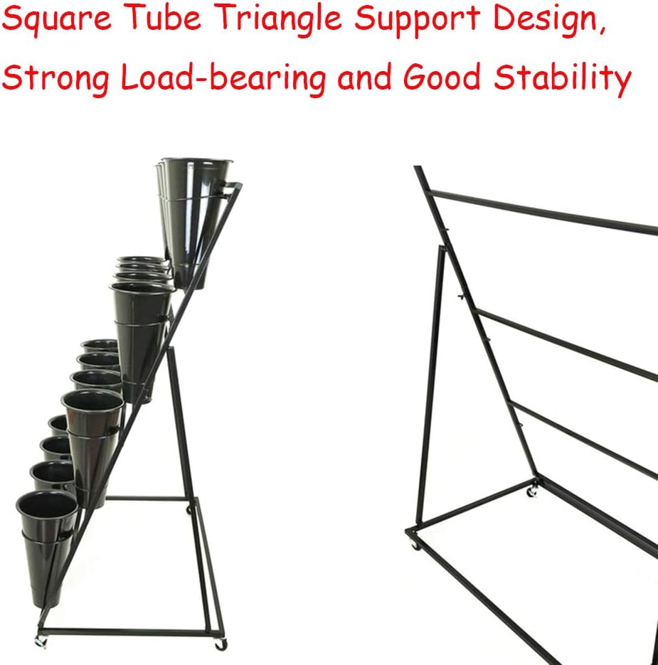 4 Layers Wrought Iron Florist Shelf, Large Plant Stand 16 Flower Bucket Display Stand Apply To Balcony Garden Flower Shop Easy To Install (Black)