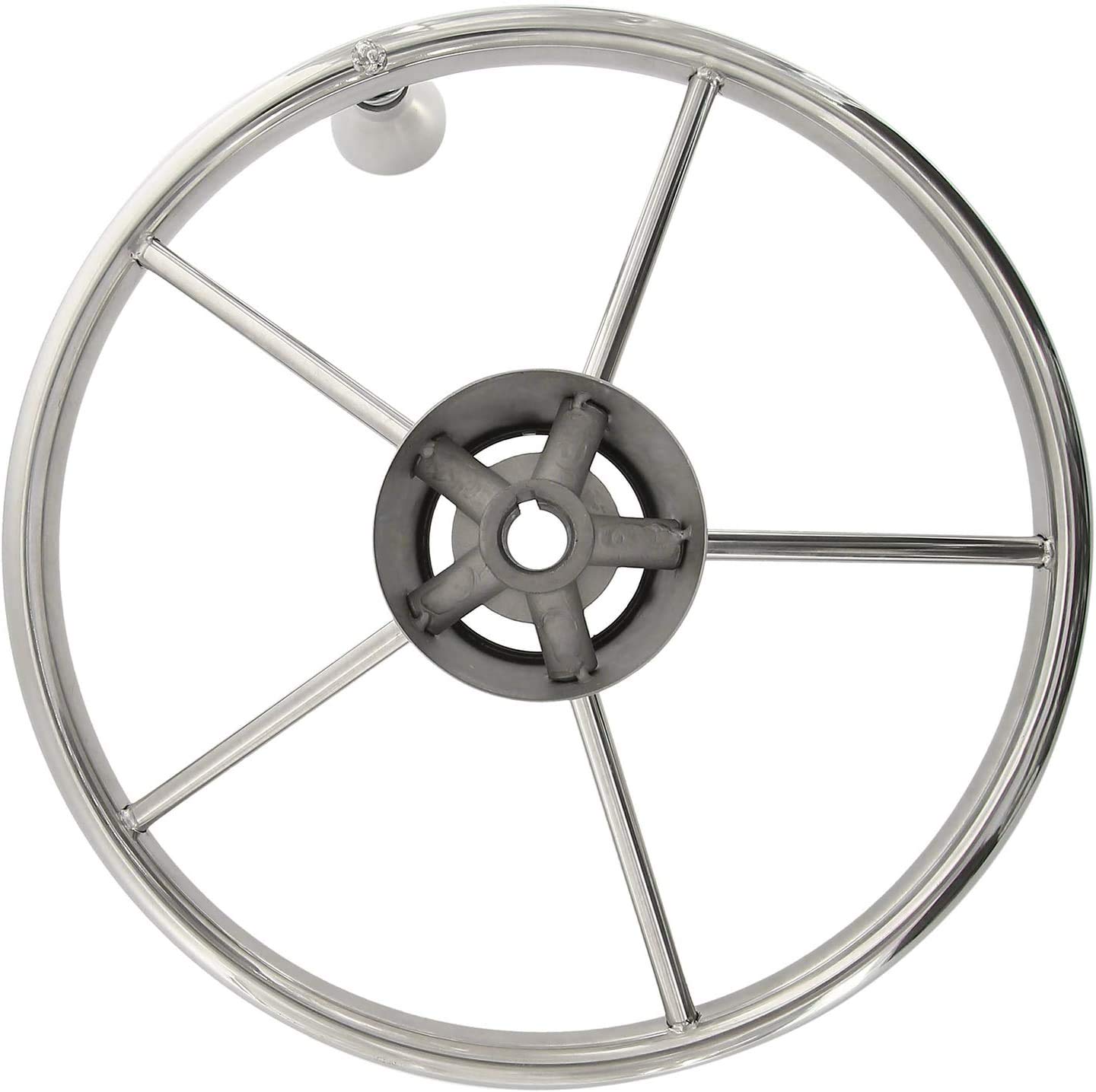FreeTec 5 Raggi 13-1/2 Pollici Acciaio Inox Volante per Barca e Yacht Con Pulsante 9310SRF1