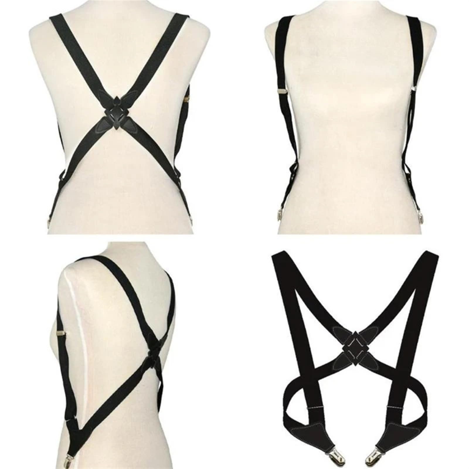 Bretelles pour Hommes Bretelles vintage tendance for femmes et hommes adultes, largeur de 2,5 cm, dos croisé, 2 clips latéraux, bretelles élastiques réglables for pantalon
