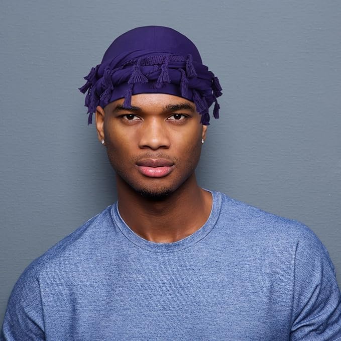 4 Pieces Satin Lined Turban Silky Head Wraps for Men, Halo Turban Mens Turban Head Scarf for Hair - Image 5
