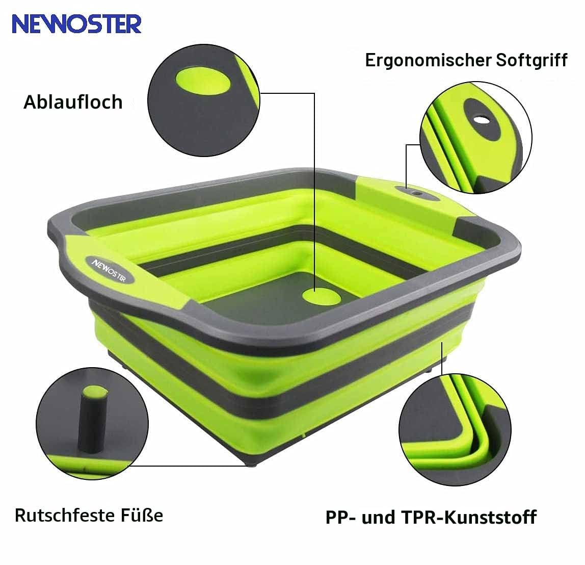 Multifunktionale Faltbares Schneidebrett Mit Integriertem Sieb,Tragbares Camping Faltbar Klein Leicht Kunststoff, Silikagel Faltbare Küchenbrett Sinken Abtropfkorb Für Obst GemüSe Picknick(Grün)