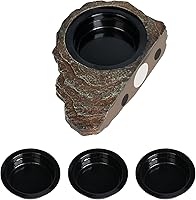 OIIBO Magnetic Gecko Feeding Ledge with 3 Cups - Stable Reptile Food Dish for Crested Geckos, Lizards, Chameleons, Bearded Dragons