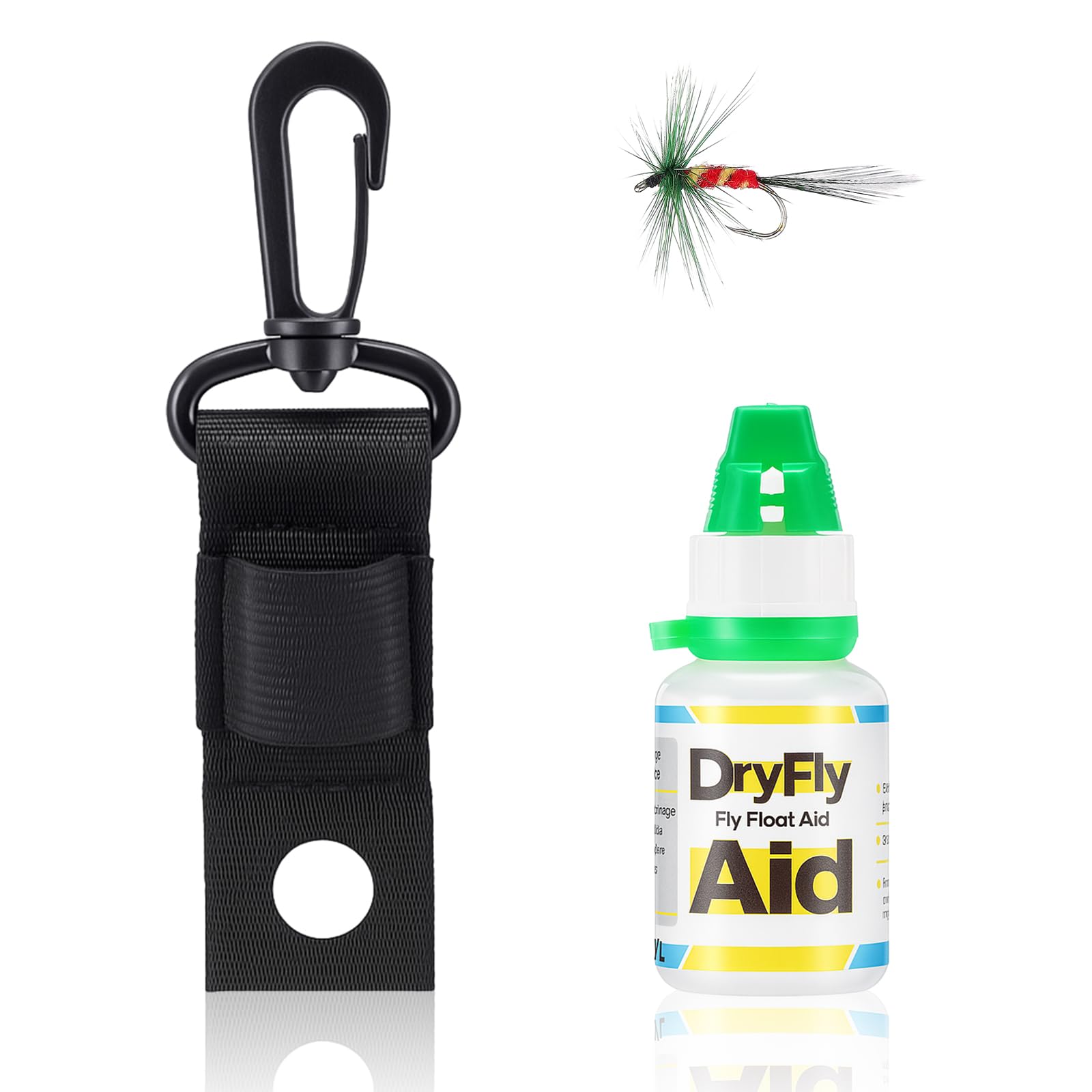Soulchen 2 Pcs Dry Fly Fishing Accessories Include Dry Fly Line Dressing Floatant with Bottle Holder Nylon Floating Hook Keeper for Fishing