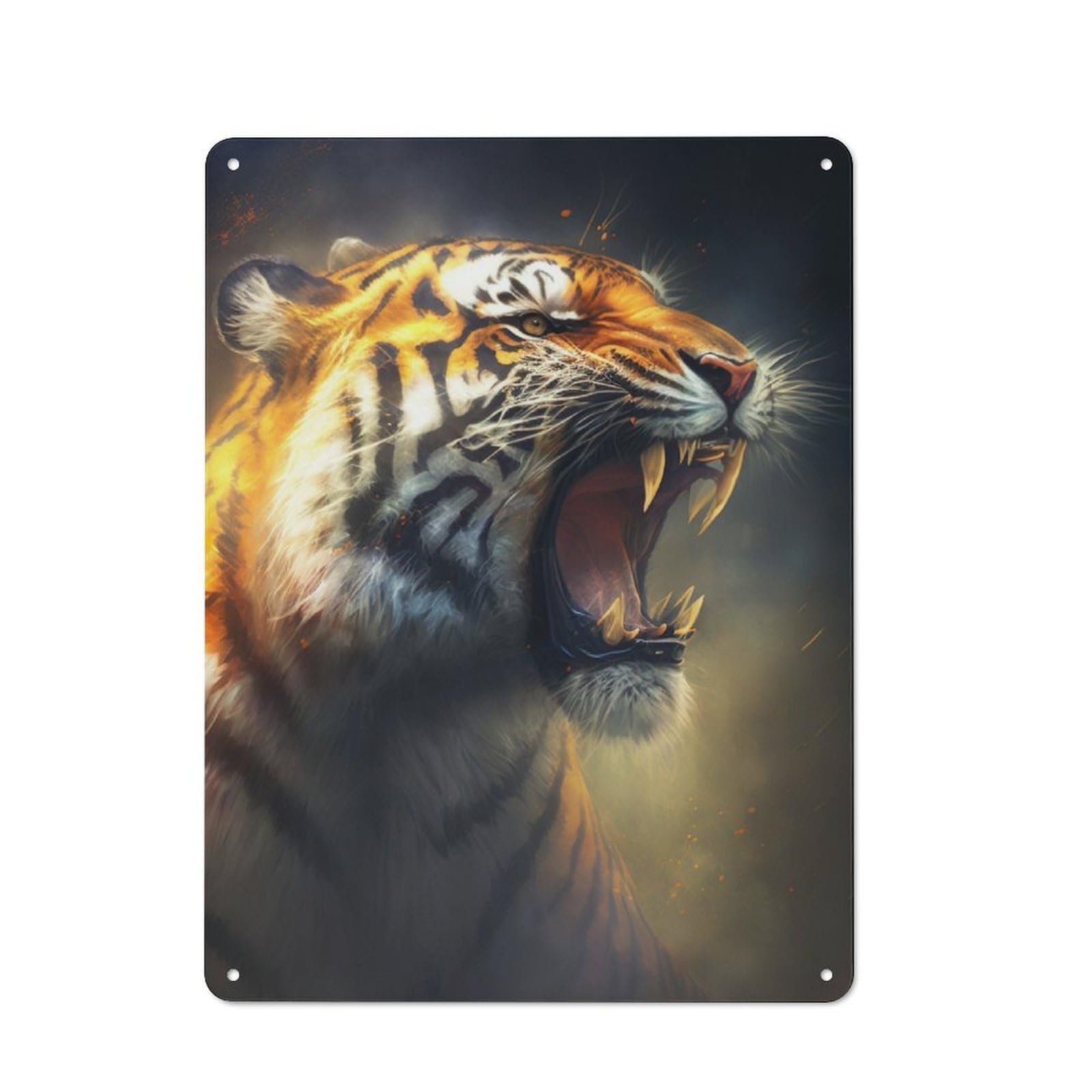 Junmoney Roaring Tiger Tin Sign 40X30cm With For Garage Wall, Retro Decor, For Kitchen, Dining Room And Home Bar Wall Decor
