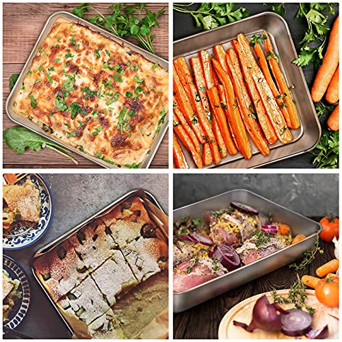 E-Far Toaster Oven Baking Pan With Lid, 10.4”X 8”X 2” Stainless Steel Rectangle Sheet Cake Pans With Covers, Small Bakeware For Cakes Brownies Casseroles, Non-Toxic & Dishwasher Safe -Set Of 2 #TOP5