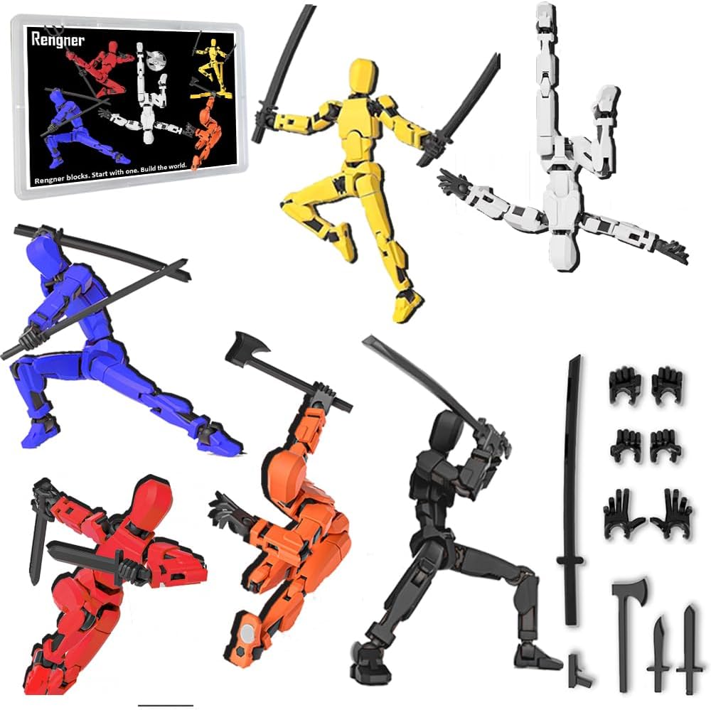 (Pre-Assembled) Dummy13 Magnetic Action Figure Set, T 13 Action Figure Set, Anti-Gravity Style, Stop Motion Figures, Magnetic Articulated Figures, Multi-Jointed Movable Robot (6PCS(Boxed))