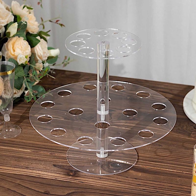Balsa Circle 12 in Clear 2 Tier Acrylic Ice Cream Cone Holder Mini Dessert Display Stand Party Events Reception Decorations Supplies