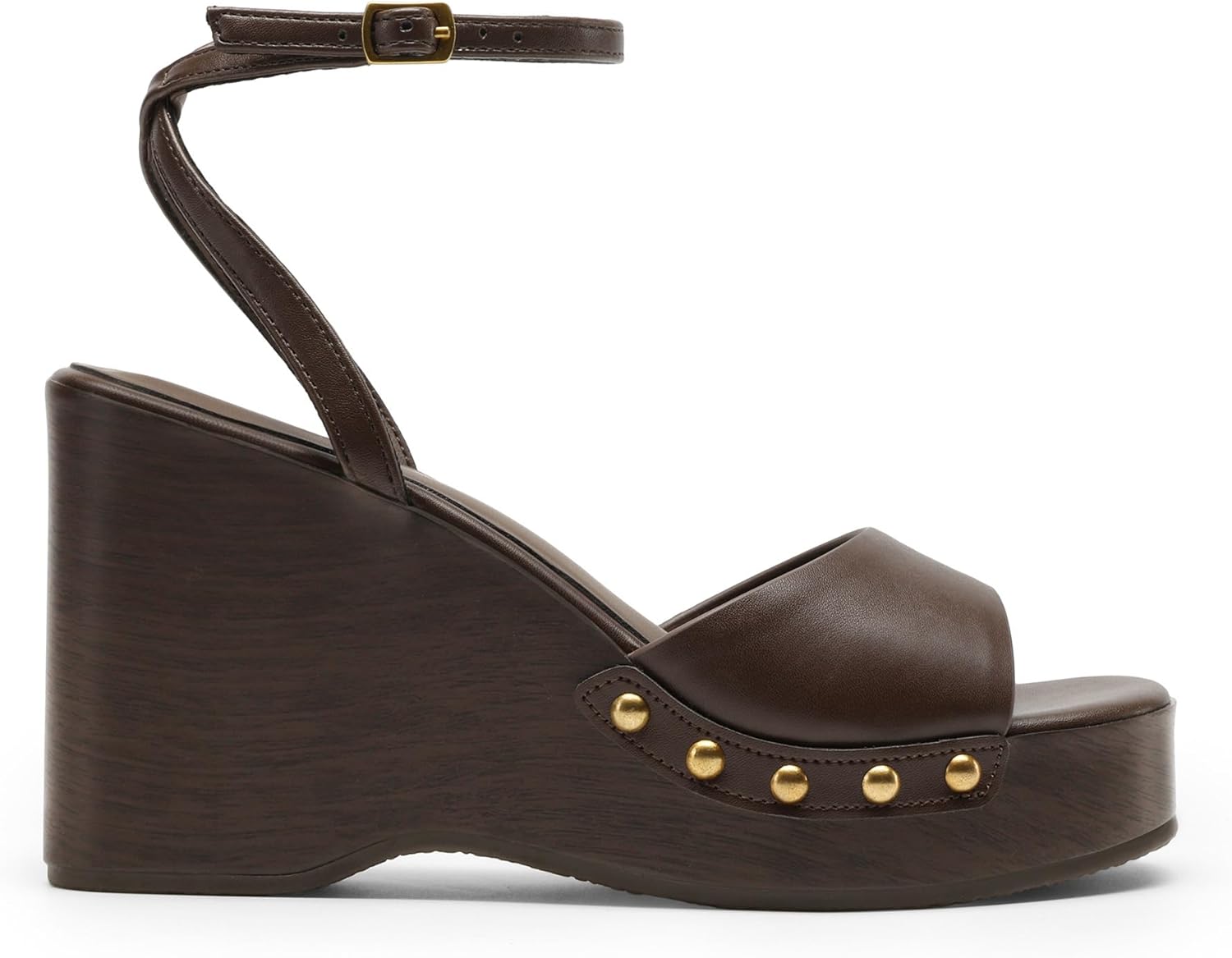 DREAM PAIRS Wedge Sandals for Women,Dressy Platform Square-Toe Ankle Buckle Studded Fashion Sandals for Summer - Image 6