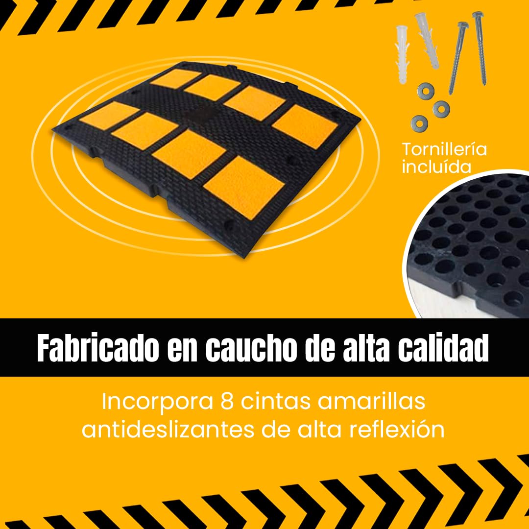 PARKING FACIL Banda Reductora de Velocidad Vial | Badenes Prefabricados para Garajes, Aparcamientos, Viales y Almacenes | Cumple Normativa | Resistente, Duradero | 2 Unidades 3 x 60 x 50 cm