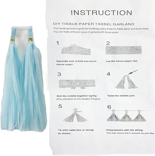 Miniatura 35 de Borlas de papel de seda con borlas de papel, guirnalda, bandera, decoración de mesa, fiesta, borlas, pancartas de boda, cumpleaños, baby shower