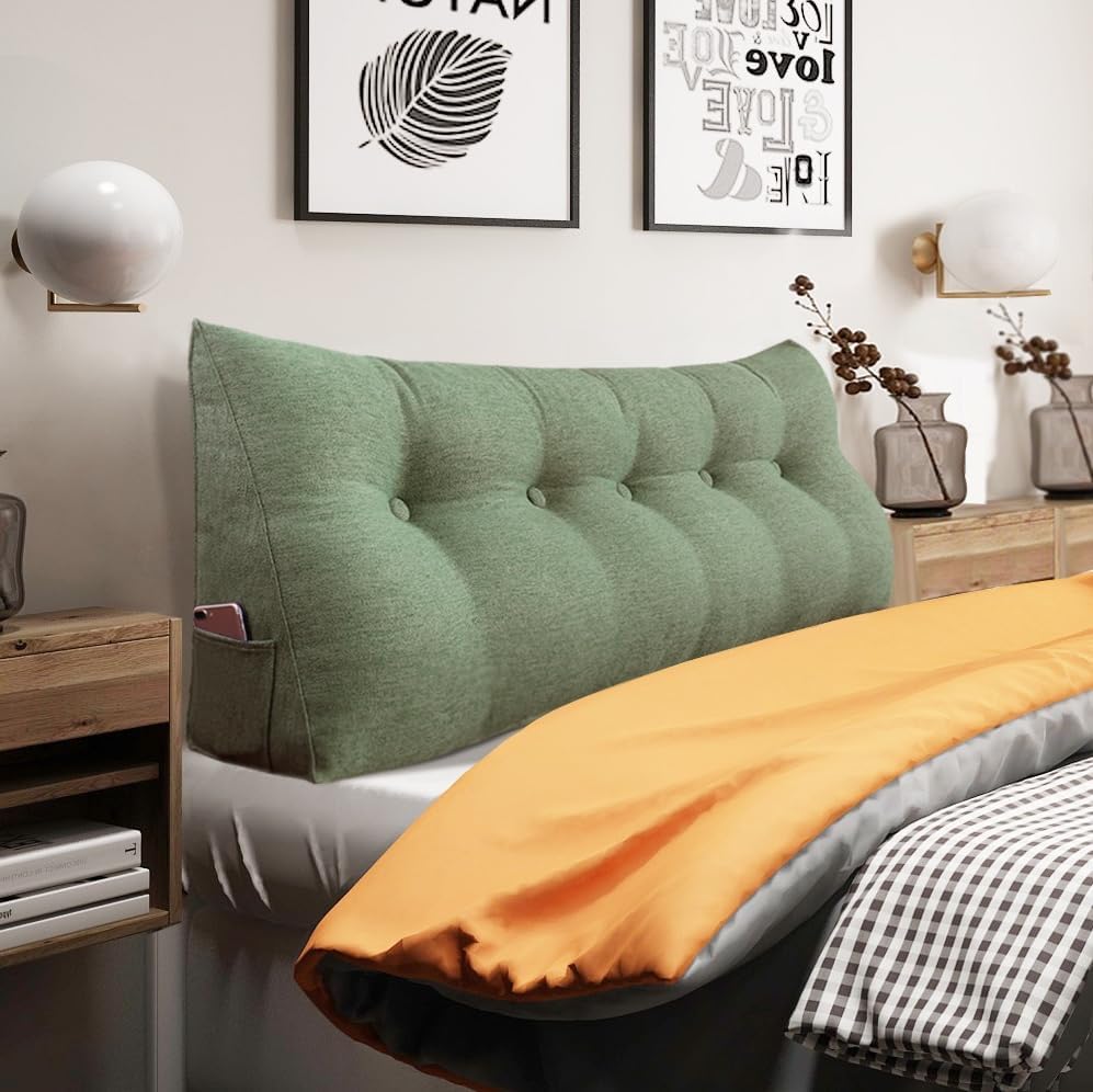Almohada de cabecero de cuña tamaño Queen, almohada grande para cama, almohada de lectura triangular, almohada de apoyo para la espalda para