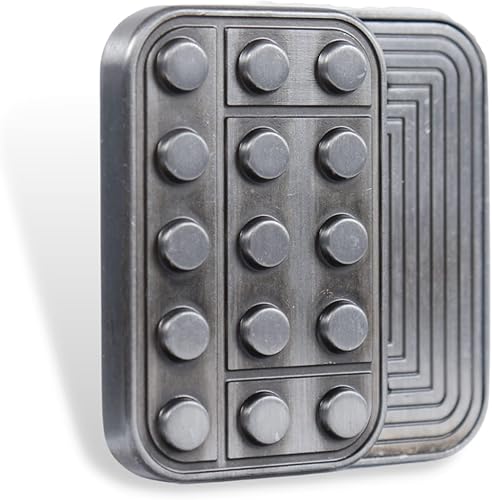 ULUZE Ladrillo Fidget Slider Metal Fidget Toys Haptic Fidget Push Slider - Juguetes de escritorio para adultos regalo compatible con Lego-Silver