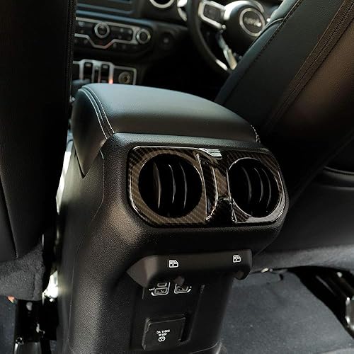 Vista 3 de Cubierta de ventilación trasera de aire acondicionado, accesorios interiores de fibra de carbono para Jeep Wrangler JL Gladiator JT Sahara
