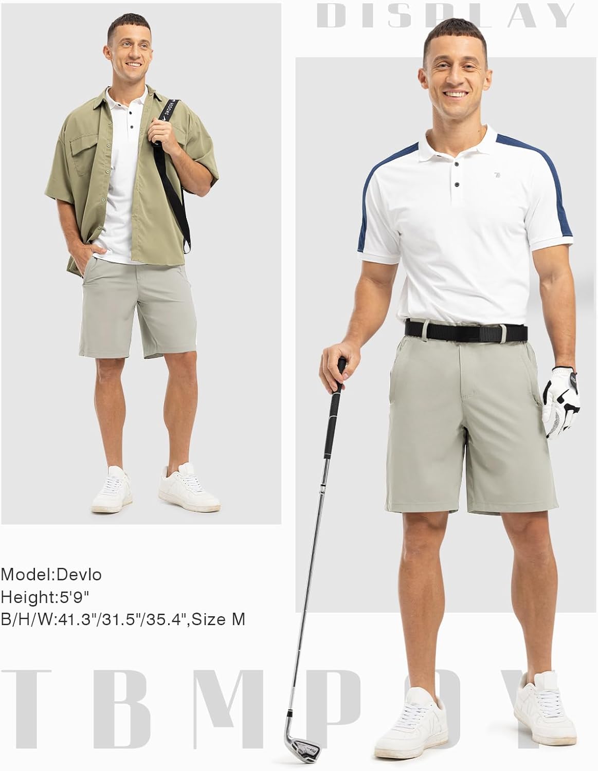 TBMPOY Men's 9" Golf Shorts Quick Dry Casual Shorts Dress Shorts Flat Front Stretch Lightweight for Work Business Travel