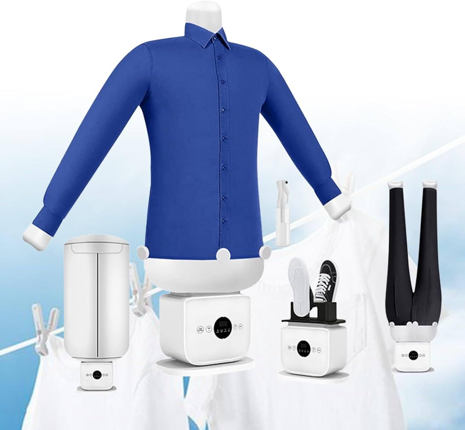 Asciugatrice automatica ad aria calda 2 in 1 e ferro da stiro, rimuove le rughe a mani libere, asciugatura rapida 8 minuti, per camicie, pantaloni, giacche, scarpe, delicato su tutti i tessuti