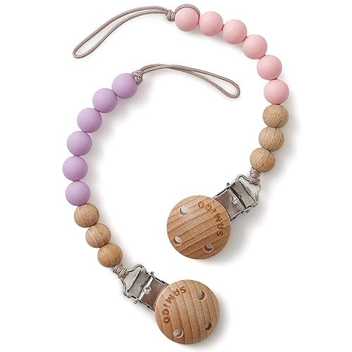Miniatura 9 de SAMiGO Clips para Chupetes para Bebés Varones Sujetadores de Chupetes de Silicona Paci Binky Clips - Paquete de 2