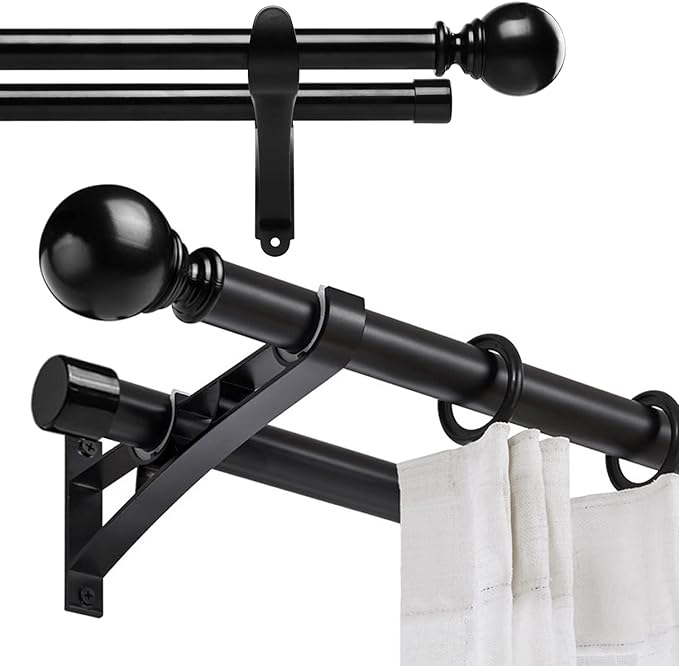 Double Curtain Rods for Windows 48 to 84, 1Inches Diameter