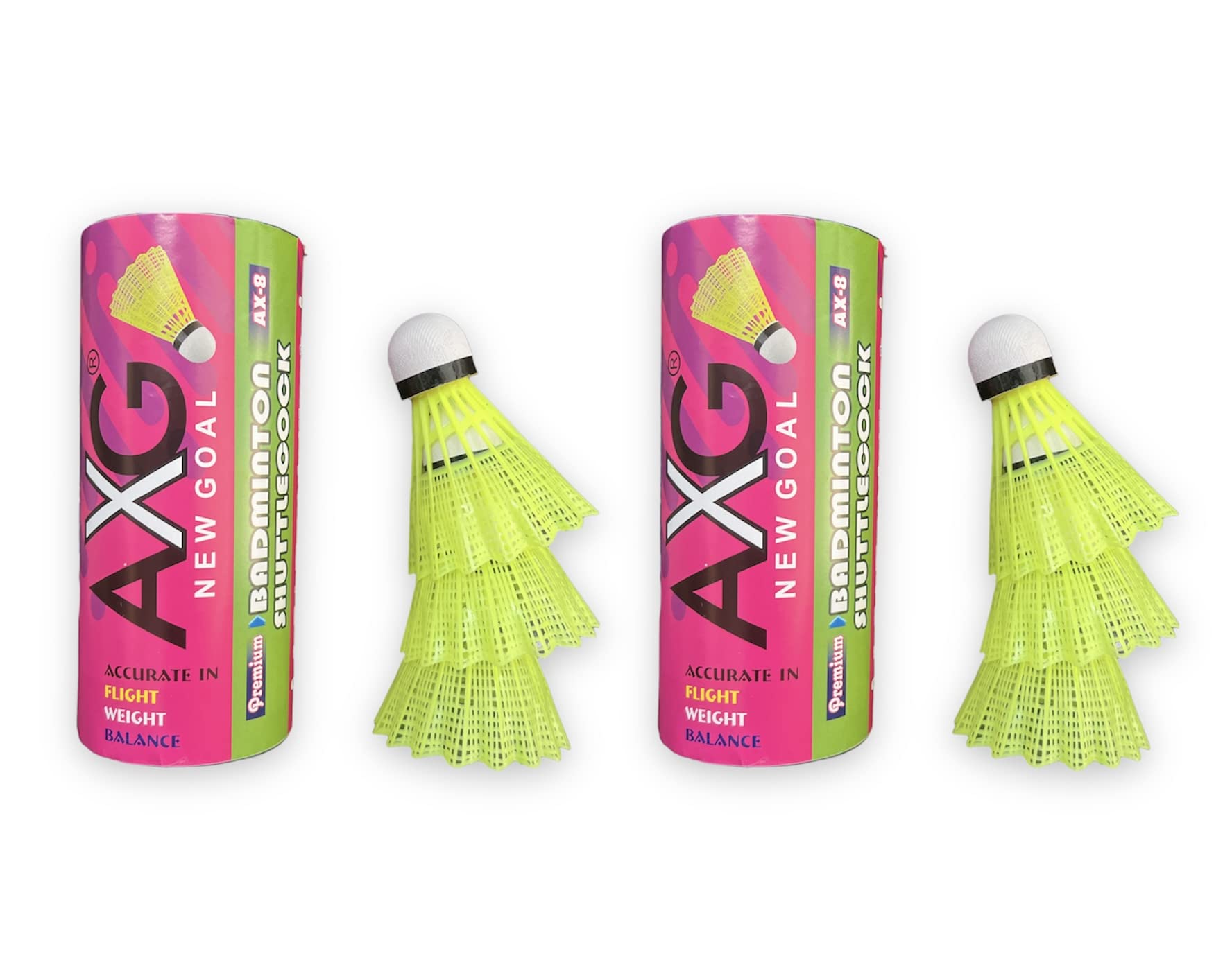 AX8 Premium Shuttlecock with Wooden Cork (Pack of 6) Nylon Shuttle - Green-image-17