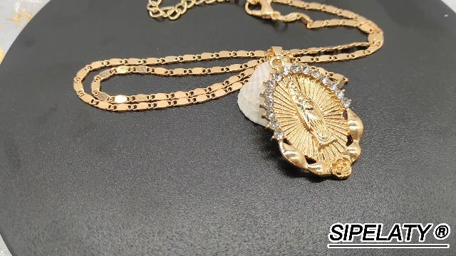 Amazon.com: SIPELATY 18K Gold Plated Virgin Mary Pendant Necklace