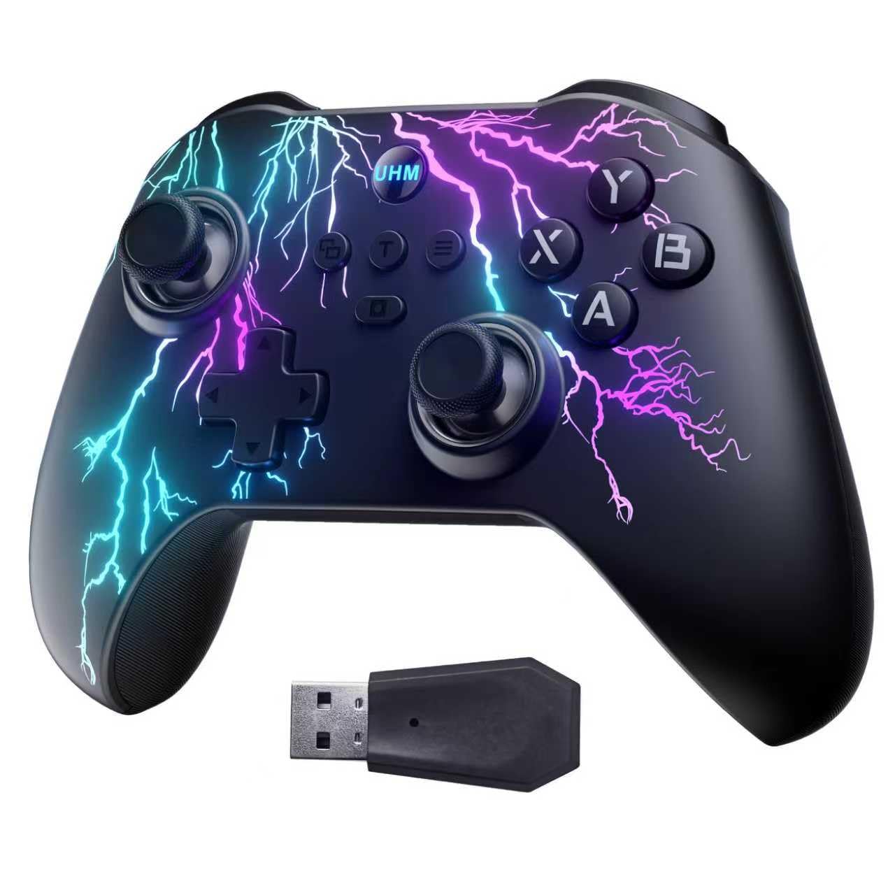 UHM PC Controller Wireless Game Controller PC G5 Kabellos Bluetooth Gamepad mit Switch Handy iOS Android Hall Trigger Turbo,Vier programmierbare Tasten 6 Achsen Gyro