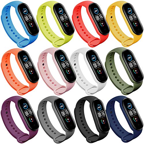 SZBAMI for Xiaomi Mi Band 5 Straps,Colorful Soft Silicone Wristband Xiaomi 5 Smartwatch Strap Bracelet Accessories Watch Band for Xiaomi 5 Women Man