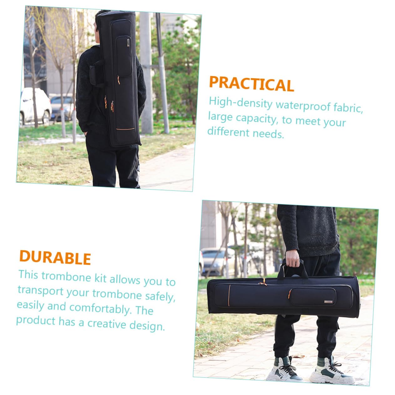 UPKOCH Borsa per Trombone Spallacci Imbottiti, Grande Capacità, Oxford e Velluto, Design Creativo, Portatile come Zaino o Borsa a Mano per Strumenti Musicali