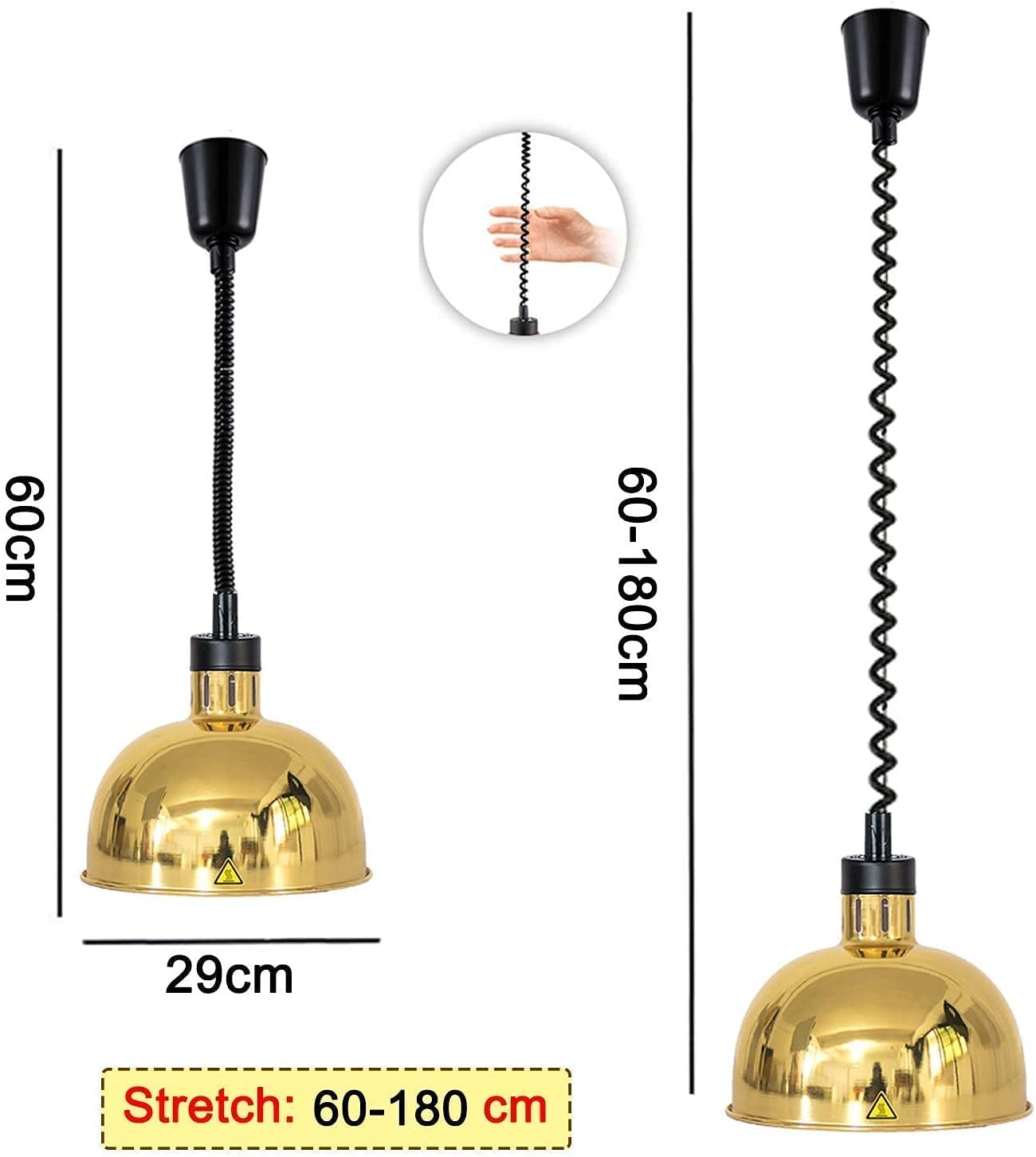 Lampa do podgrzewania żywności Teleskopowa lampa do podgrzewania żywności, podgrzewacz żywności z żarówką grzewczą na podczerwień 250 W, lampa wisząca ogrzewana bufetem i