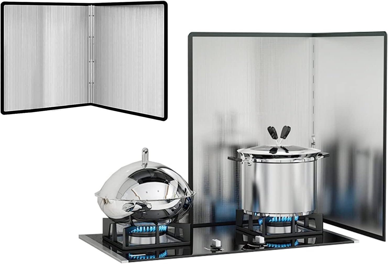 Stainless Steel Splatter Guard, 4-Sided Kitchen Oil & Grease Shield for Frying, Anti-Splash Cooking Protector, Durable Frying Pan Splash Screen