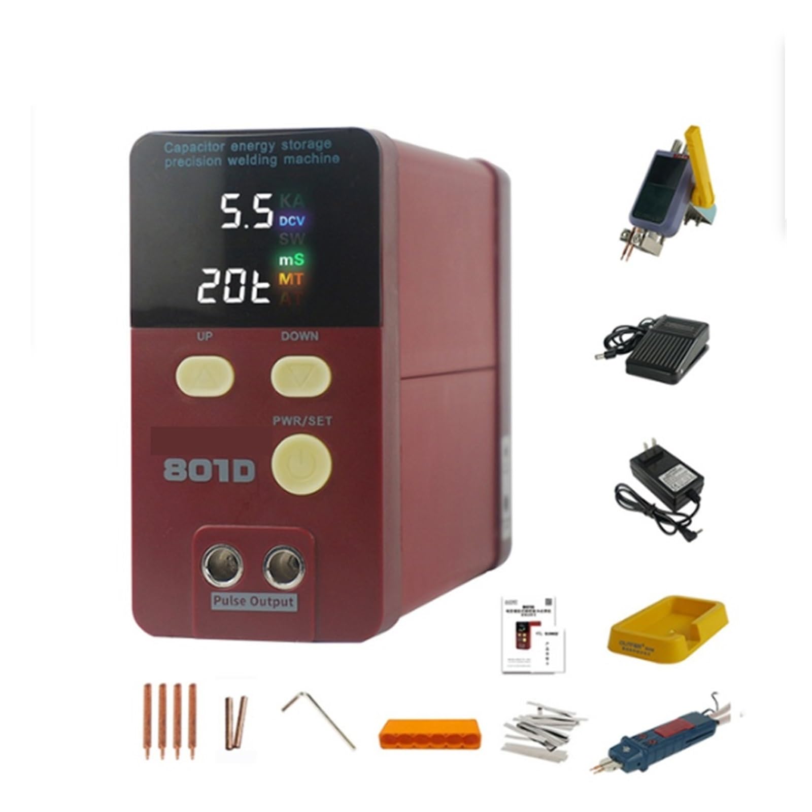 Soldador por puntos de 12KW 801D, tipo de almacenamiento de energía, batería de soldadura pequeña, máquina de soldadura por puntos móvil de hierro y níquel de acero inoxidable Eficiencia(801D)
