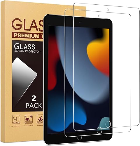 HXJQ 2 protectores de pantalla para iPad de 987 generación de 10.2 pulgadas 202120202019, dureza 9H, antihuellas, vidrio templado compatible con