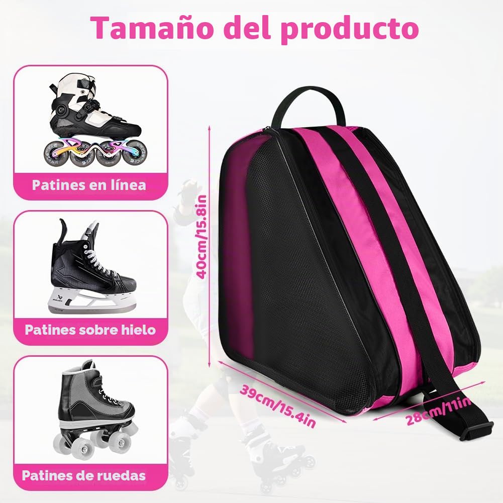 Bolsa para Patines flintronic, Mochila Patines en Linea 4 Ruedas con Correa Ajustable, 3 Compartimentos