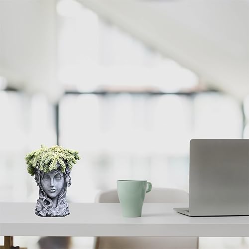 Miniatura 3 de Chica hecha a mano para maceta en forma de cabeza Molde epoxi UV Soporte de pluma Portavelas Maceta de cemento Molde de silicona de resina