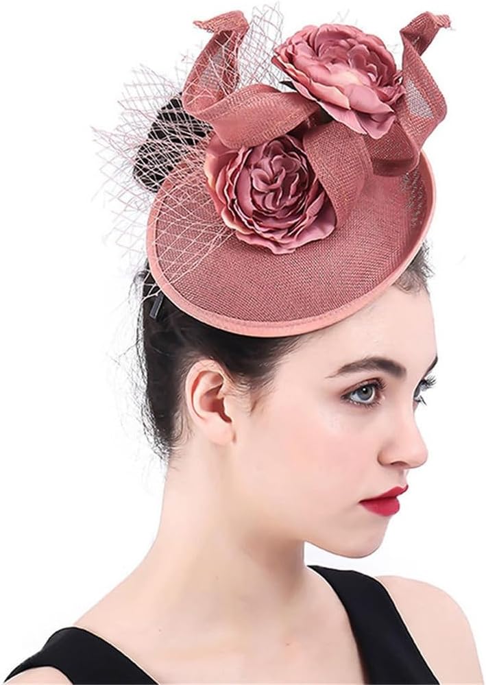 Fascinators Hats for Women with Flowers Horse Racing Festival Cap Wedding Elegant Party Derby Headdress