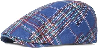 Women Newsboy Cap Vintage Flat Cap Driving Hat Cabbie Cap Adjustable Plaid Beret Hats for Women Men