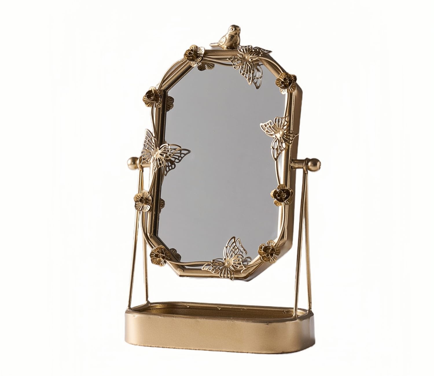 Amazon.com - HSDDHOME Vintage Gold Tabletop Makeup Mirror, Bird