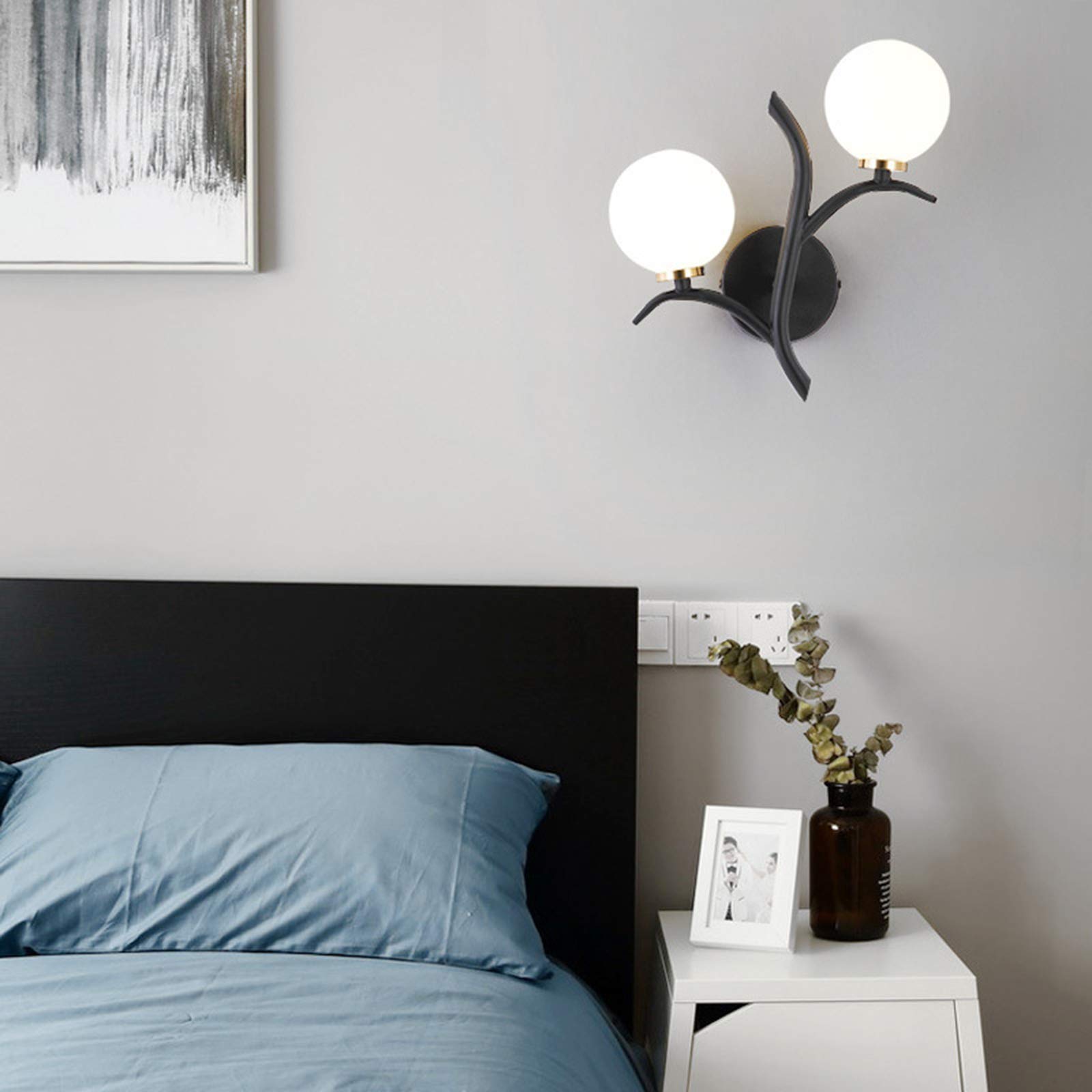 ZHSHYS Retro-Wandlampe, industrielle Wandleuchte, Doppelkopf-Glaslampenschirm, Wandleuchte, Beleuchtungskörper für Schlafzimmer, Wohnzimmer, Flur, dekorieren, G4-Quelle, 240 V, Gold