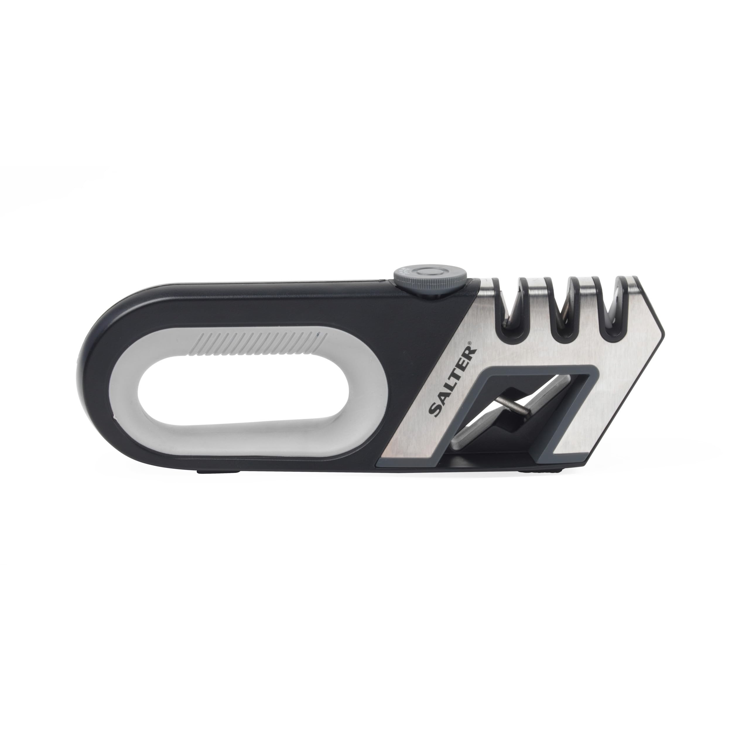 Salter Professional BW11674EU7 4-in-1 Knife Sharpener, Adjustable Tungsten, Diamond & Ceramic Rod, Kitchen Scissors and Knives, Non-Slip, Home Knife Blade Sharpener, Essential Kitchen Tool, Black