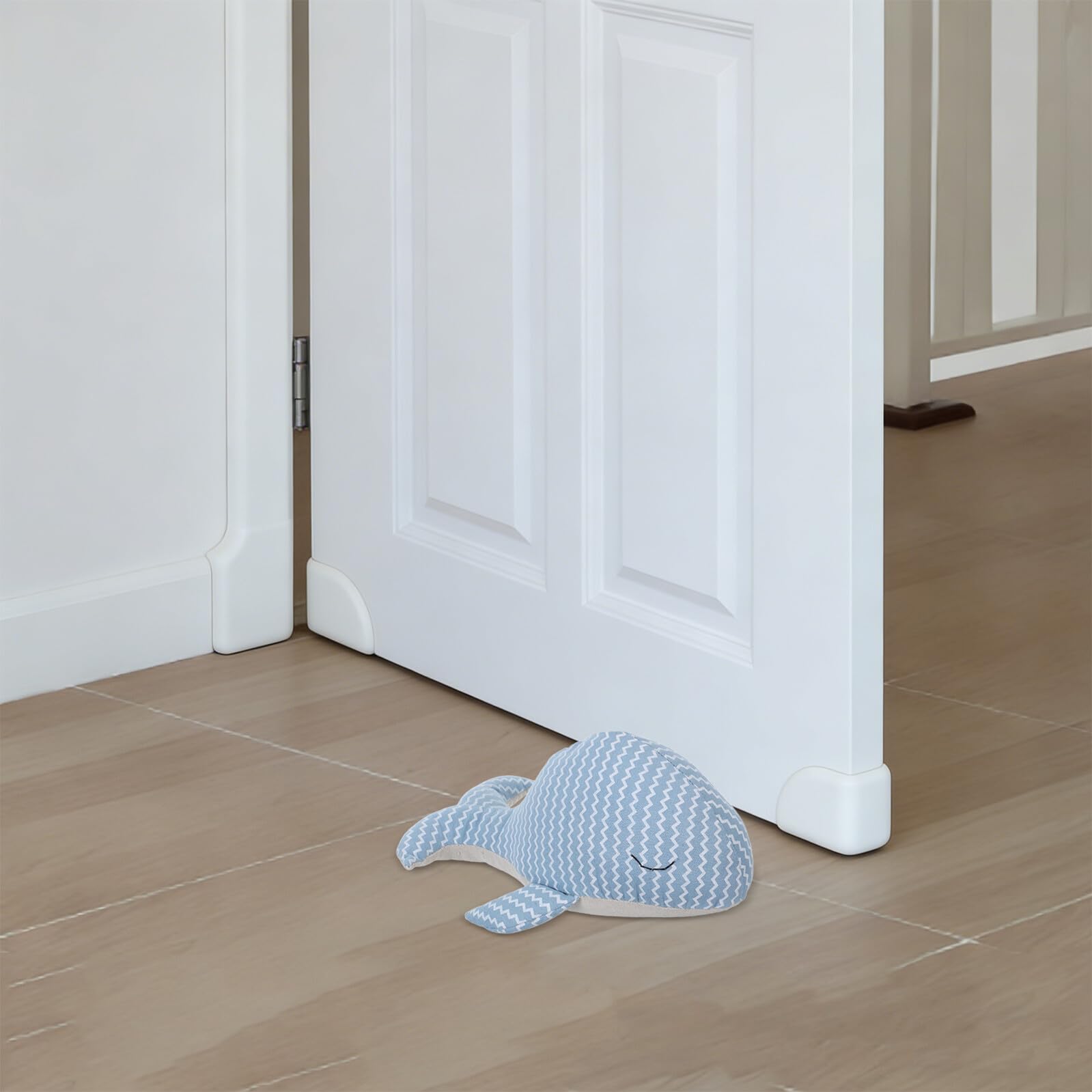 Veemoon Tope de Puerta de Tela Anticolisión Forma de Ballena de Dibujos Animados, Pequeño Tope Decorativo Azul Oscuro para Interior, Resistente al Viento, Accesorio Funcional para Hogar