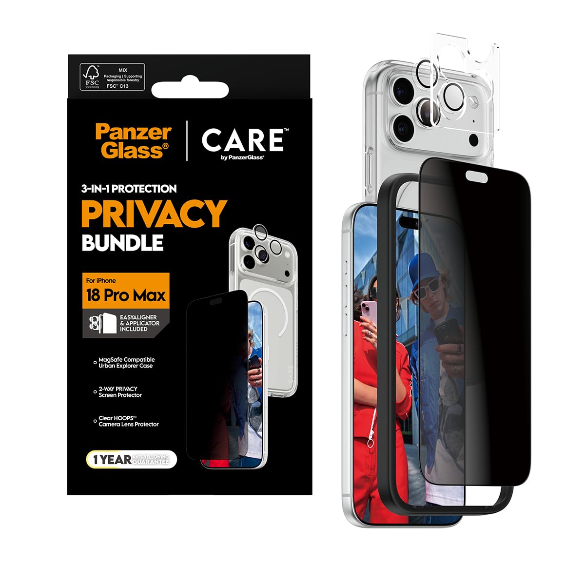 Panzer Glass | Care by PanzerGlass Privacy Flagship zestaw 3 w 1 iPhone 18 Pro Max